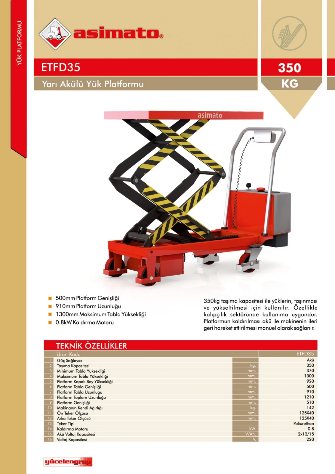 ETFD35 Yarı Akülü Yük Platformu