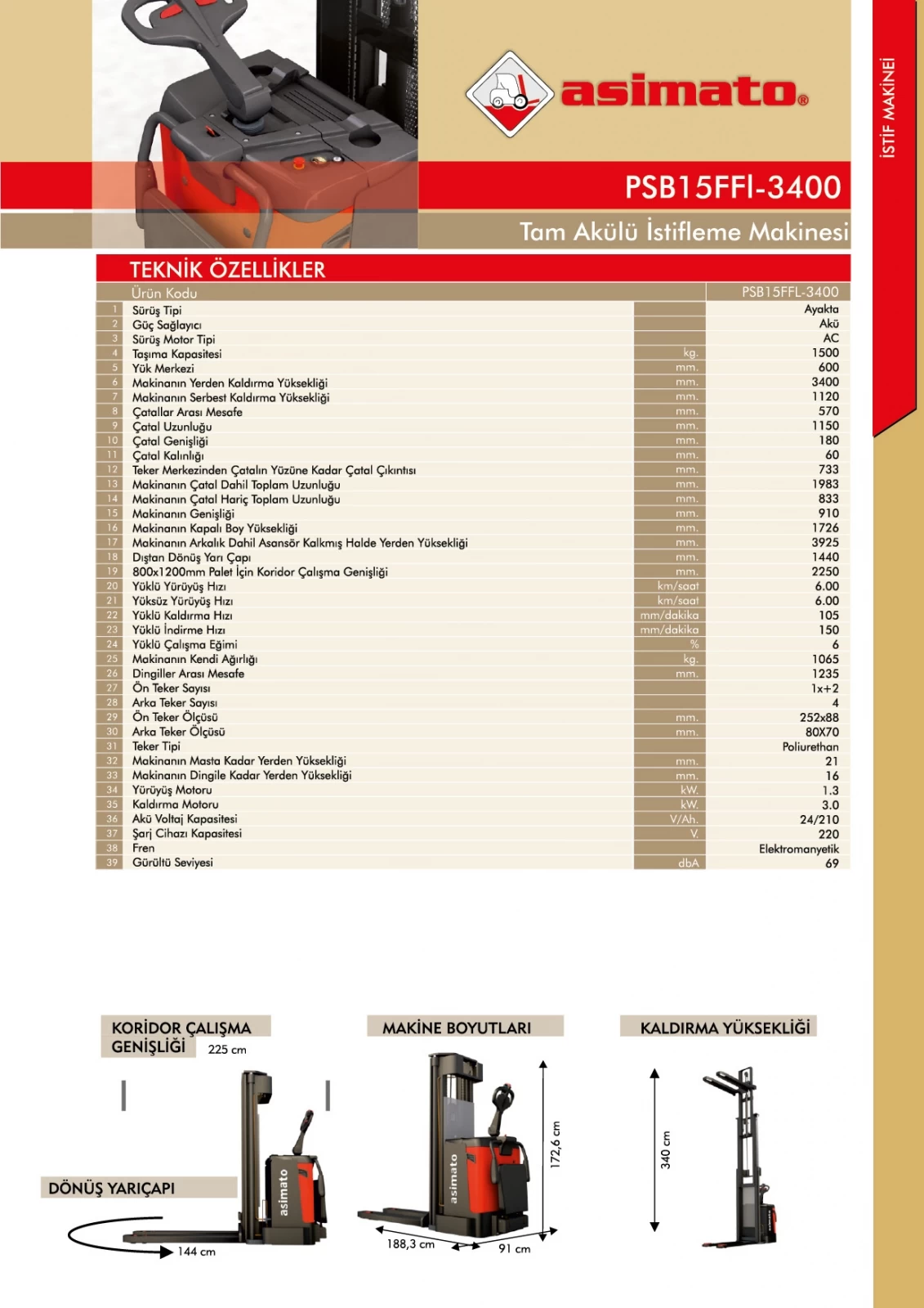 PSB15 Tam Akülü İstif Makinesi